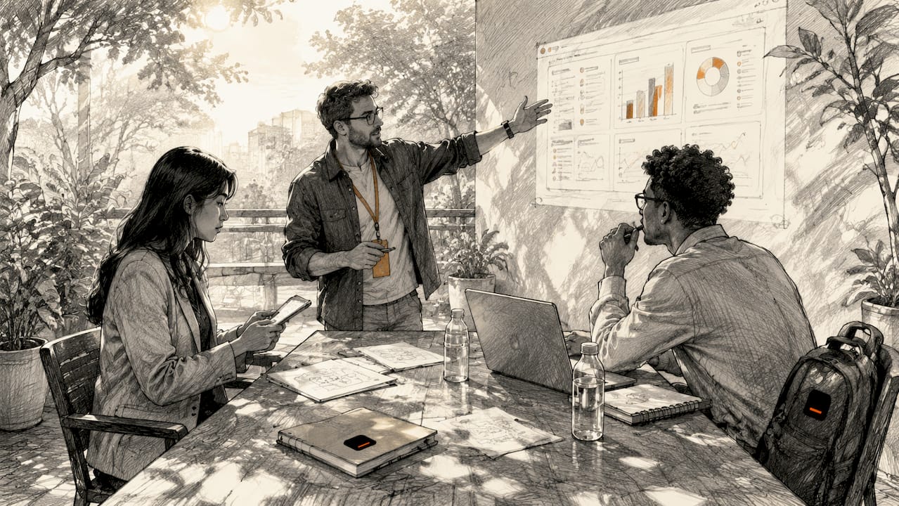 Team collaborating on AI-driven BI setup