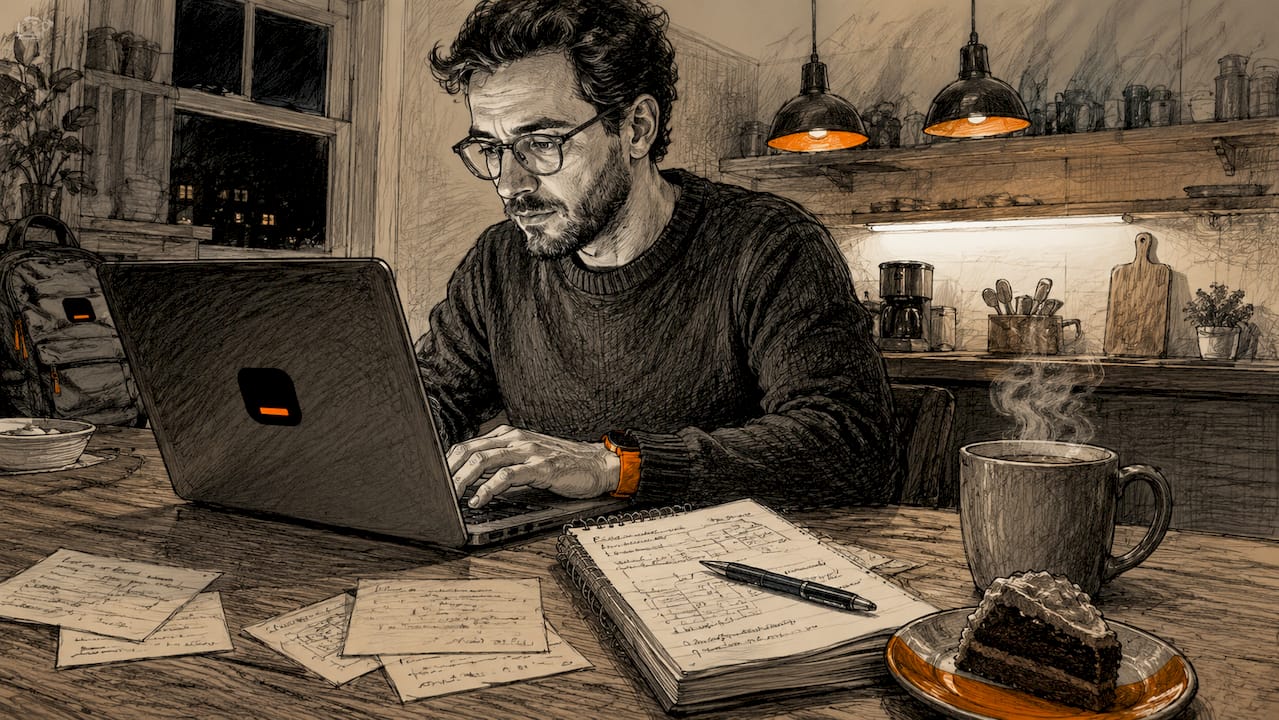 Data engineer typing SQL on laptop