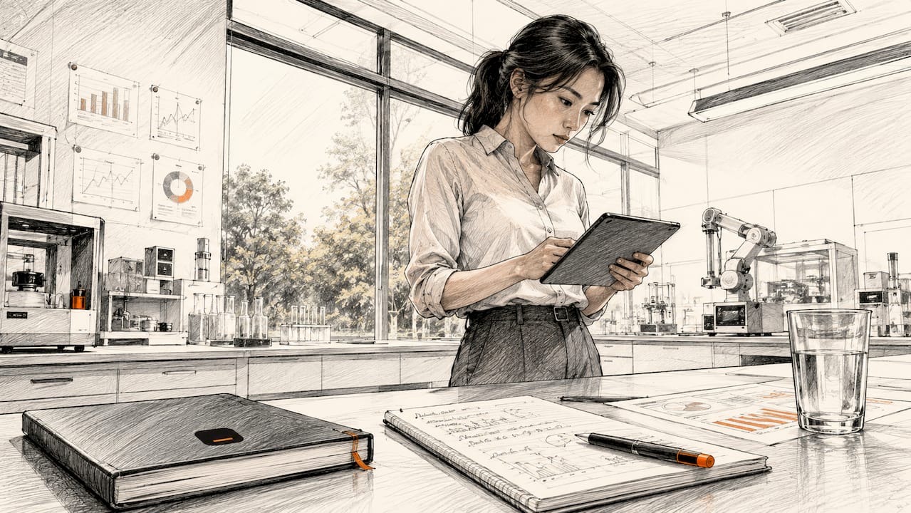 Woman reviewing AI anomaly data in control room