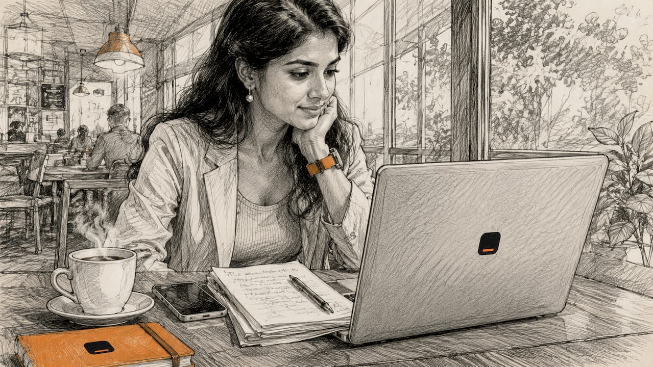 Businesswoman using AI scheduling tools