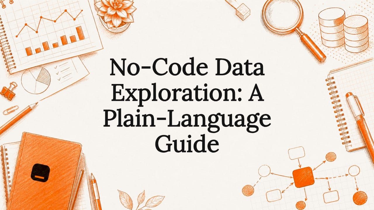 Decorative title card illustration with data and analytics elements